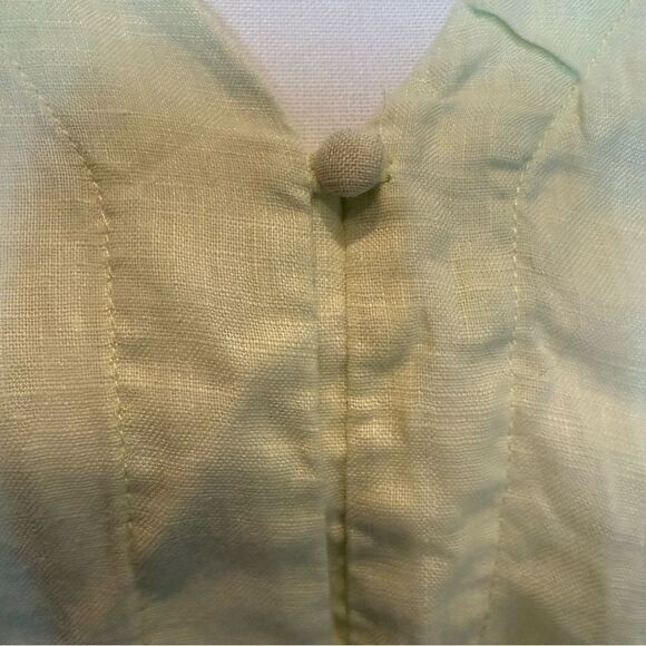 Vince Camuto 100% Linen Button Tie Front Blouse Light Green Size Large V Neck - Picture 7 of 9